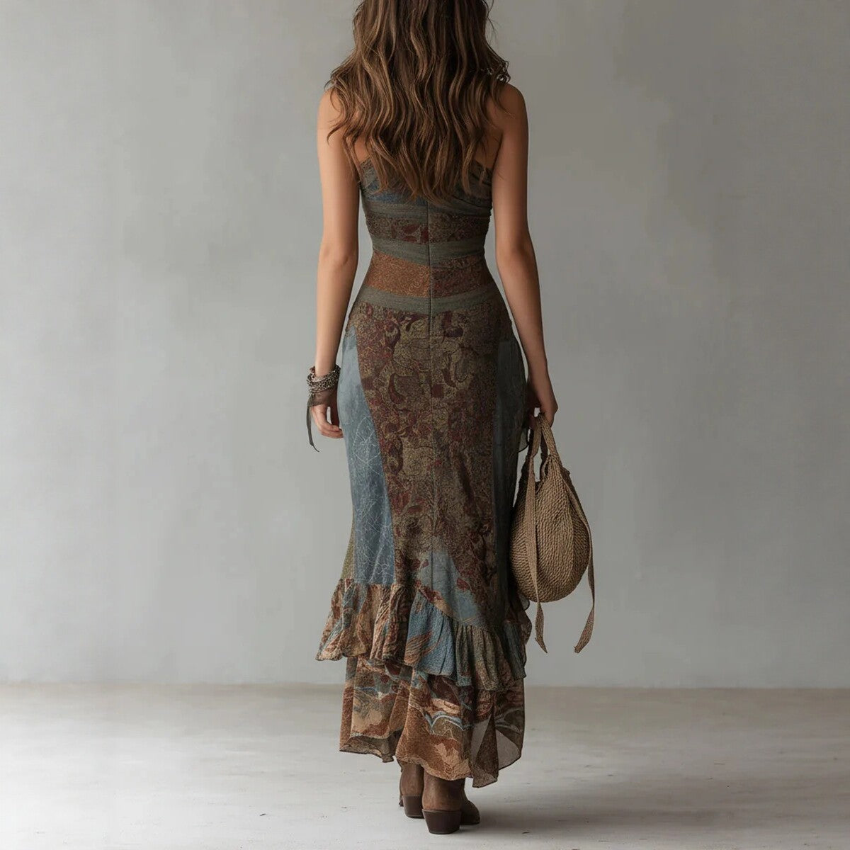 Sienna Abstract Asymmetric Maxi Dress