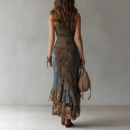 Sienna Abstract Asymmetric Maxi Dress