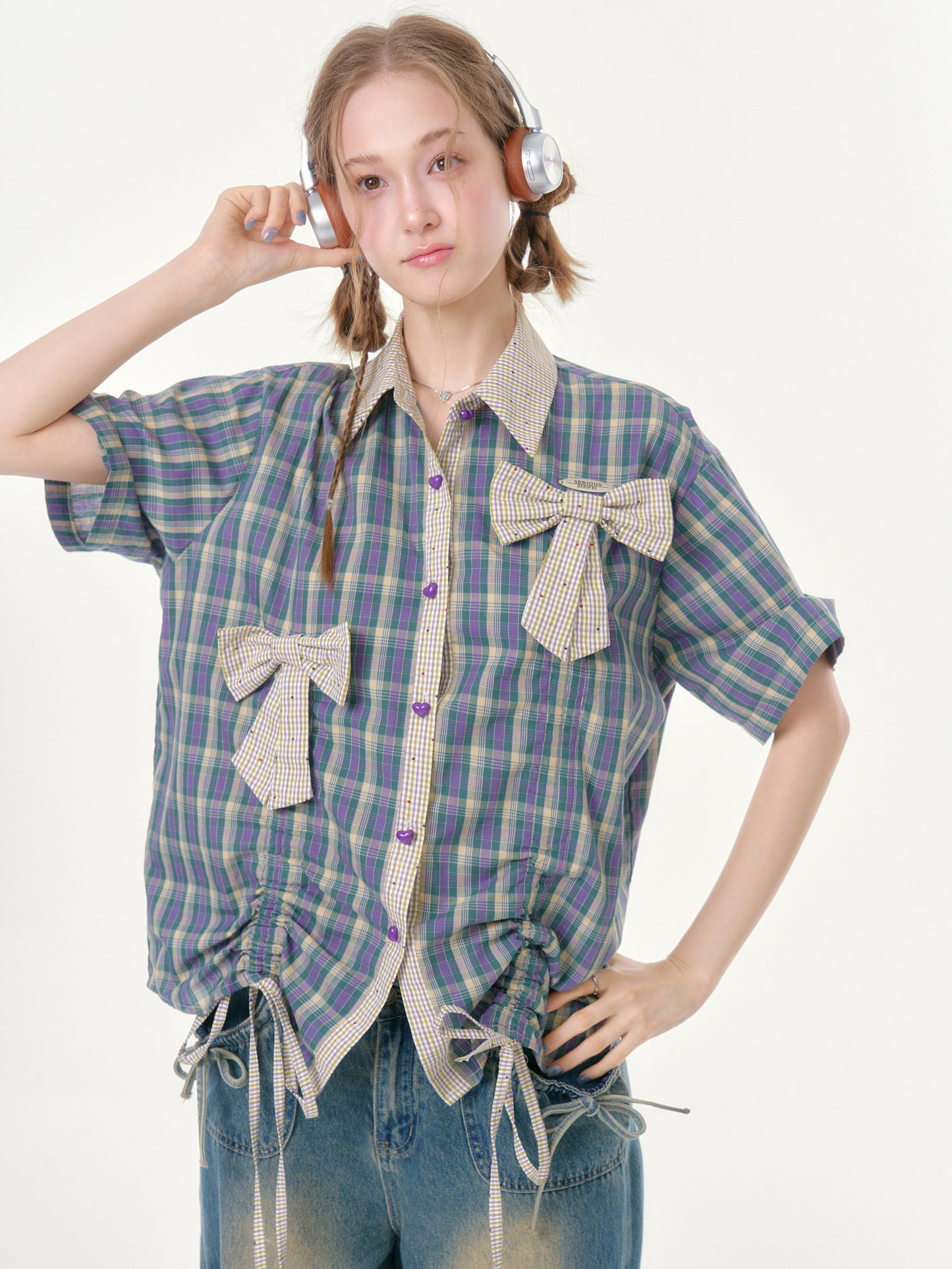 Colette Bow Plaid Shirt