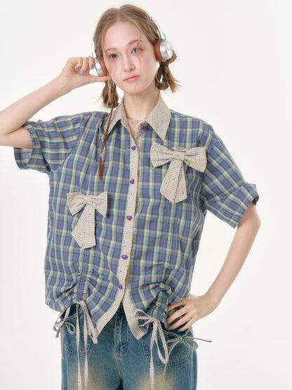 Colette Bow Plaid Shirt